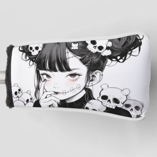 Creepy Schattige Gothic Manga Stijl Skulls en Anim Golfheadcover (Voorkant)