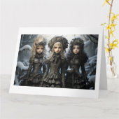 Creepy Schattige Groep, Pop Surreal Meisjes Wenska Kaart (Gele Bloem)