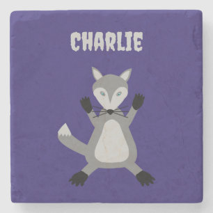 Creepy Schattige Halloween Wolf Custom Name Stenen Onderzetter