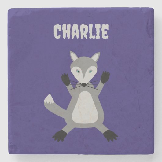 Creepy Schattige Halloween Wolf Custom Name Stenen Onderzetter (Voorkant)