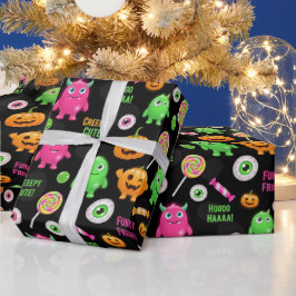 "Creepy Schattige" Monsters en Halloween Fun Seaml Cadeaupapier