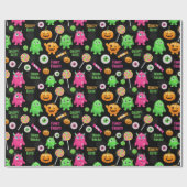 "Creepy Schattige" Monsters en Halloween Fun Seaml Cadeaupapier (Vlak)
