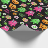"Creepy Schattige" Monsters en Halloween Fun Seaml Cadeaupapier (Hoek)