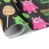 "Creepy Schattige" Monsters en Halloween Fun Seaml Cadeaupapier (Rol Hoek)
