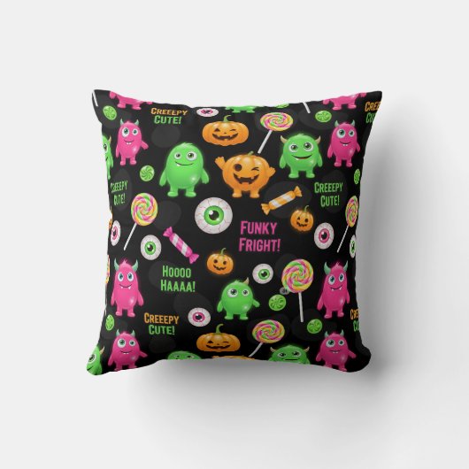 "Creepy Schattige" Monsters en Halloween Fun Seaml Kussen (Achterkant)