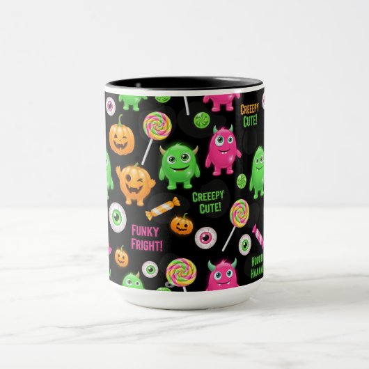 "Creepy Schattige" Monsters en Halloween Fun Seaml Mok (Midden)