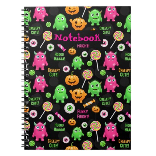 "Creepy Schattige" Monsters en Halloween Fun Seaml Notitieboek (Voorkant)