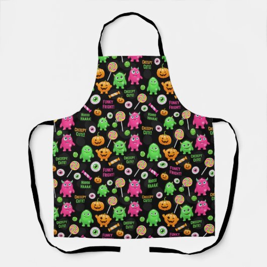 "Creepy Schattige" Monsters en Halloween Fun Seaml Schort (Voorkant)