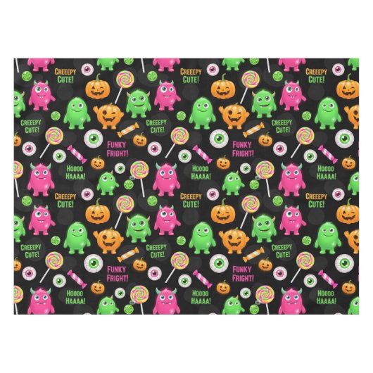 "Creepy Schattige" Monsters en Halloween Fun Seaml Tafelkleed (Voorkant (Horizontaal))