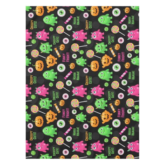 "Creepy Schattige" Monsters en Halloween Fun Seaml Tafelkleed (Voorkant)