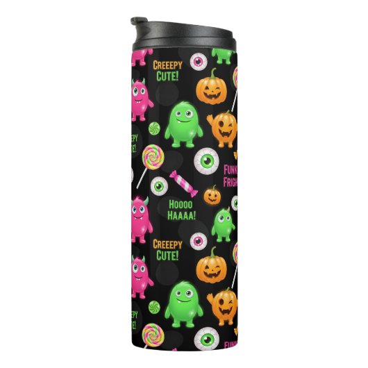 "Creepy Schattige" Monsters en Halloween Fun Seaml Thermosbeker (Geroteerd rechts)