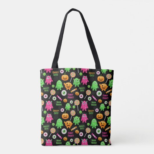 "Creepy Schattige" Monsters en Halloween Fun Seaml Tote Bag (Achterkant)
