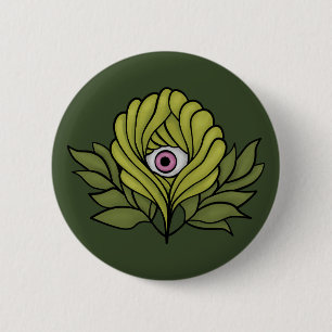 Creepy Schattige Plant Spring Green Fantasy Art Ronde Button 5,7 Cm
