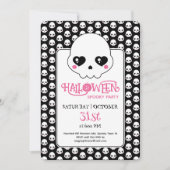 Creepy schattige schedels patroon Halloween feest Kaart (Voorkant)