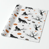 Creepy Schattige Wolf Pack Halloween Cadeaupapier (Uitgerold)