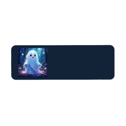 Creepy Schattigee Ghost Adresetiketten Etiket (Voorkant)