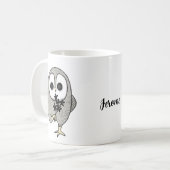 Creepy Schattigee Gothic Uil met Black Flower aang Koffiemok (Voorkant links)