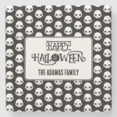 Creepy Schattigee schedels met achternaam Stenen Onderzetter (Voorkant)