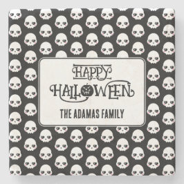 Creepy Schattigee schedels met achternaam Stenen Onderzetter