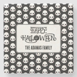 Creepy Schattigee schedels met achternaam Stenen Onderzetter