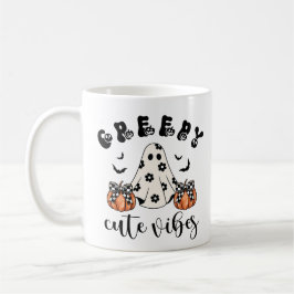 Creepy Schattigee Vibes Retro Ghost & Pumpkin Coqu Koffiemok
