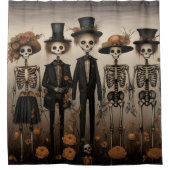Creepy Skelet Familie Happy Halloween Douchegordijn (Voorkant)