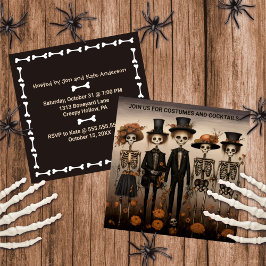 Creepy Skelet Familie Happy Halloween Kaart