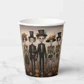 Creepy Skelet Familie Happy Halloween Papieren Bekers (Voorkant)