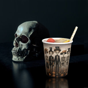 Creepy Skelet Familie Happy Halloween Papieren Bekers