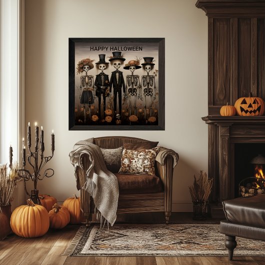 Creepy Skelet Familie Happy Halloween Perfect Poster