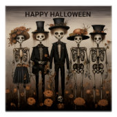 Creepy Skelet Familie Happy Halloween Perfect Poster (Voorkant)