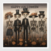 Creepy Skelet Familie Happy Halloween Raamsticker (Vel)