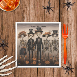 Creepy Skelet Familie Happy Halloween Servet