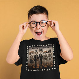 Creepy Skelet Familie Happy Halloween T-shirt