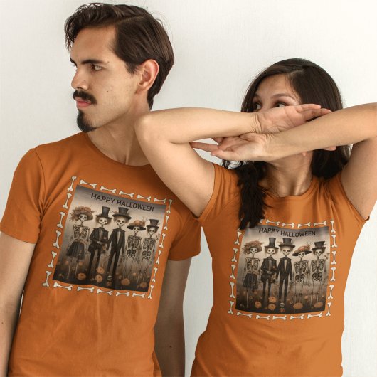 Creepy Skelet Familie Happy Halloween T-shirt