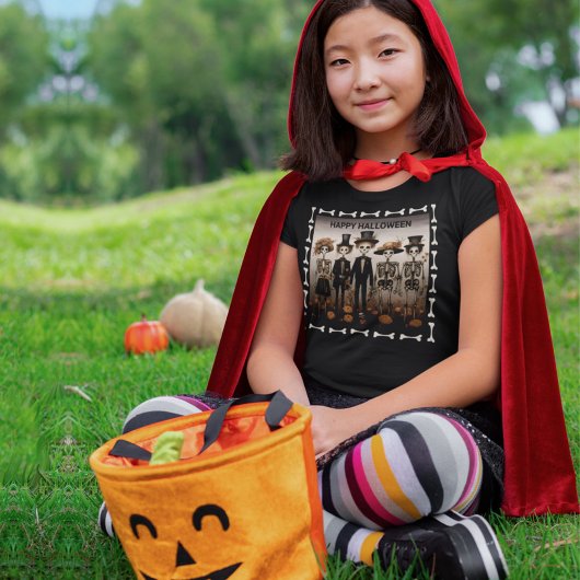 Creepy Skelet Familie Happy Halloween T-shirt