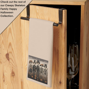 Creepy Skelet Familie Happy Halloween Theedoek