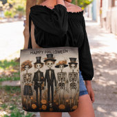 Creepy Skelet Familie Happy Halloween Tote Bag