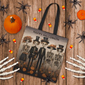 Creepy Skelet Familie Happy Halloween Tote Bag