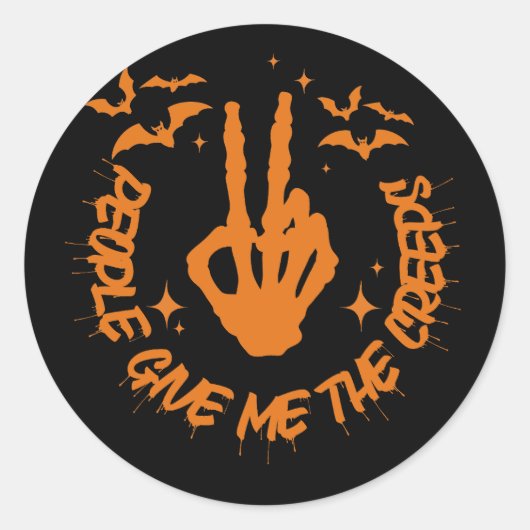 Creepy Skeleton Bat Halloween Sticker (Voorkant)