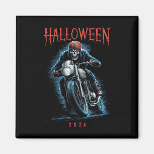 Creepy Skeleton Biker Op Motorfiets Halloween Spoo Magneet