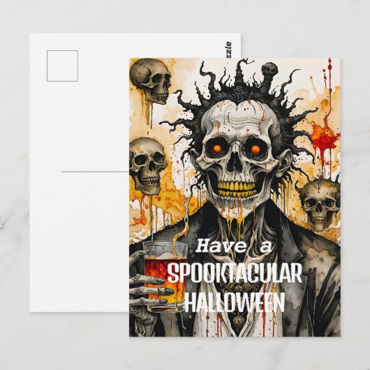 Creepy Skeleton en schedels Briefkaart (Voorkant / Achterkant)