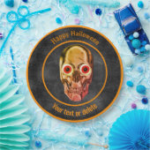 Creepy Skeleton Face Gepersonaliseerde Halloween Papieren Bordje (Feest)