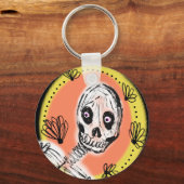Creepy Skeleton Halloween Doodle Sleutelhanger (Voorkant)