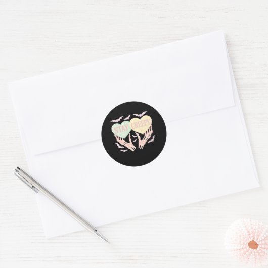 Creepy - Skeleton Hand die harten zoet en zo vasth Ronde Sticker (Envelop)