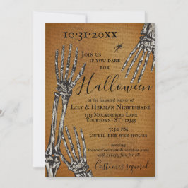Creepy Skeleton Hands Halloween Party Invitation Kaart