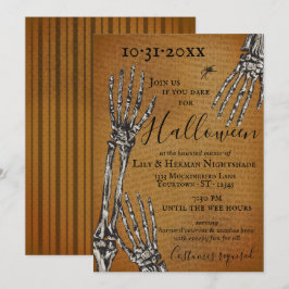 Creepy Skeleton Hands Halloween Party Invitation Kaart