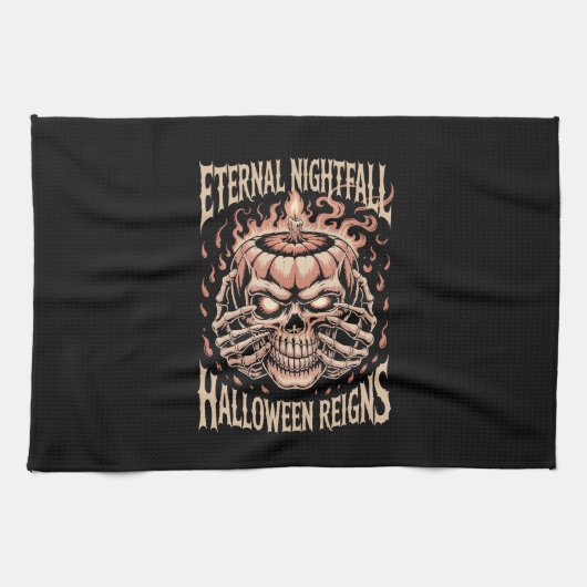 Creepy Skeleton Hands Pumpkin Skull Theedoek (Horizontaal)