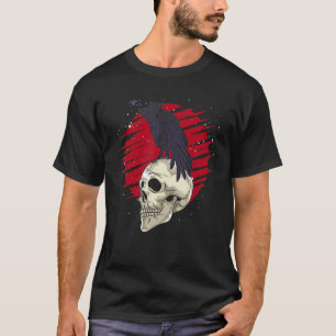 Creepy Skeleton Head Spooky Crow Skull Bird T-shirt