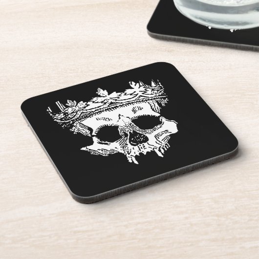 Creepy Skeleton hoofd op een Hard plastisch onderz Bier Onderzetter (Linkerzijde)